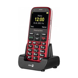 Doro Primo 368 by Doro, Teléfono para Mayores, Barra, Negro Rojo