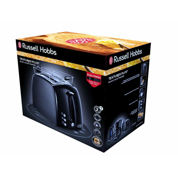 Russell Hobbs Textures Plus 22601-56 Tostadora de 2 Ranuras Anchas Negro