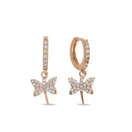 Heliophilia Silver Pendientes Plata de Ley 925 Baño Oro Rosa y Circonita NRZ999131 Color Oro Rosa y Blanco