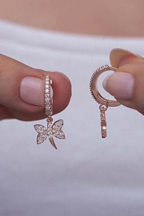 Heliophilia Silver Pendientes Plata de Ley 925 Baño Oro Rosa y Circonita NRZ999131 Color Oro Rosa y Blanco
