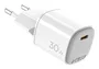 Celly UPTC1USBC30WWH - Cargador de Pared USB-C 30W GaN, Compacto para Smartphone y Tableta, Color Blanco