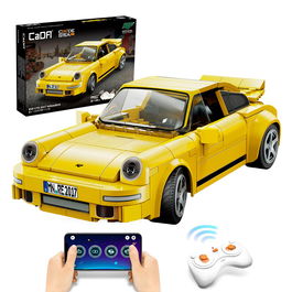 Deqube Coche Radiocontrol Ruf App + Rc 222 Pzas Licencia RUF Amarillo Control Bluetooth y Mando 2.4GHZ