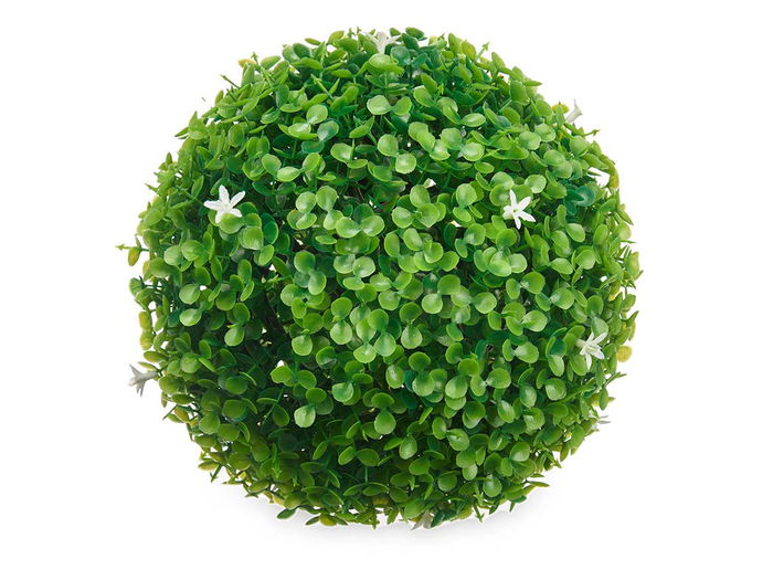 Ibergarden Bola Redonda 22 cm Hojas Verdes Flores Blancas Plástico Verde Blanco (Set de 8)