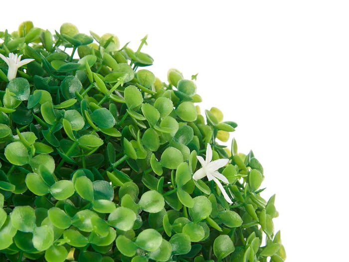 Ibergarden Bola Redonda 22 cm Hojas Verdes Flores Blancas Plástico Verde Blanco (Set de 8)