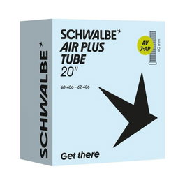 Schwalbe AV7-AP Air Plus Cámara Reforzada 20 pulgadas 40/62-406 Válvula Standard 40 mm Mayor Retención Aire y Protección Pinchazos