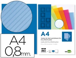 Liderpapel Tapa para Encuadernación Polipropileno Ondulado A4 0.8 mm Azul Paquete de 50 Unidades