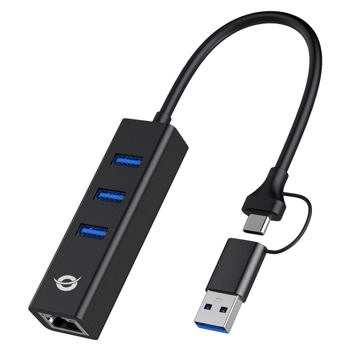 Conceptronic Adaptador USB a Gigabit Ethernet con Hub USB 3.0 y Convertidor USB-C