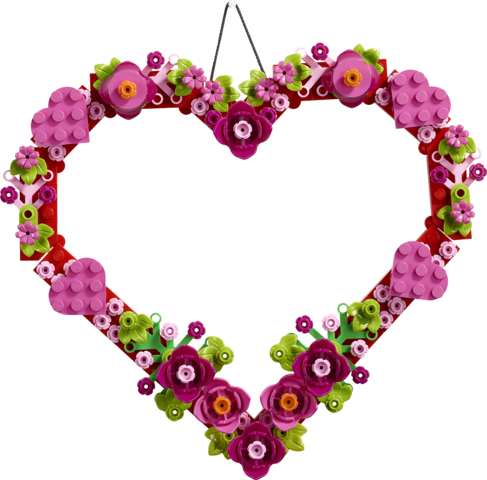 LEGO Corazón Decorativo - Set de Construcción Creativo con Flores, Hojas y Corazones para Decoración Mural - 2 Diseños Personalizables - Regalo Original - A partir de 9 años