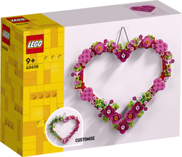 LEGO Corazón Decorativo - Set de Construcción Creativo con Flores, Hojas y Corazones para Decoración Mural - 2 Diseños Personalizables - Regalo Original - A partir de 9 años