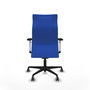 Sillón Albacete con mecanismo Sincro tapizada con Tela color Azul. Equipado con Base nailon negra, Brazos 1D y Ruedas 65 mm parqué