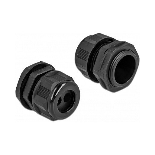DeLOCK Prensaestopas PG21 para cable redondo con dos entradas, Negro (2 piezas) DeLOCK Prensaestopas PG21 para cable redondo con dos entradas, Negro (2 piezas)
