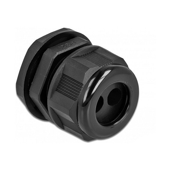 DeLOCK Prensaestopas PG21 para cable redondo con dos entradas, Negro (2 piezas) DeLOCK Prensaestopas PG21 para cable redondo con dos entradas, Negro (2 piezas)