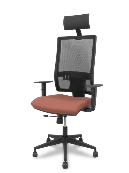 PIQUERAS Y CRESPO Silla Horna con mecanismo Sincro/Traslack, asiento marrón y malla negra PIQUERAS Y CRESPO Silla Horna con mecanismo Sincro/Traslack, asiento marrón y malla negra