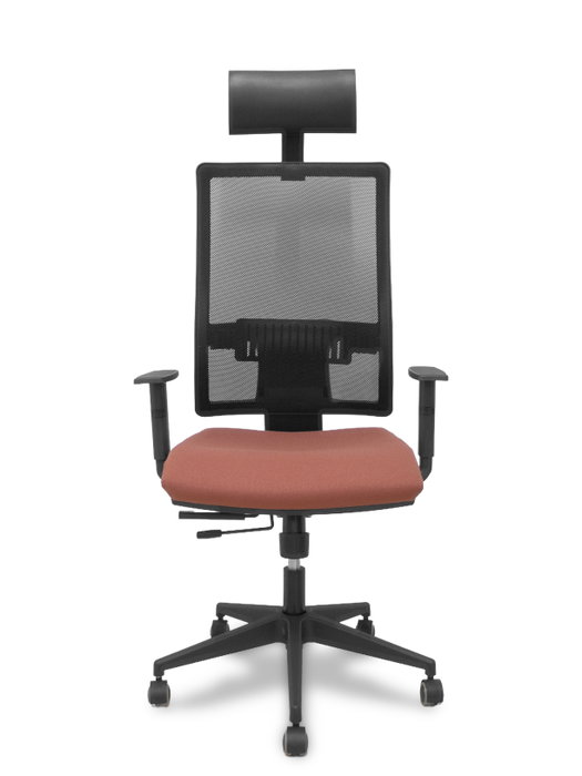 PIQUERAS Y CRESPO Silla Horna con mecanismo Sincro/Traslack, asiento marrón y malla negra PIQUERAS Y CRESPO Silla Horna con mecanismo Sincro/Traslack, asiento marrón y malla negra