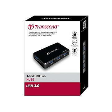 Transcend HUB3 USB 3.2 Gen 1 de 4 Puertos con Carga Rápida
