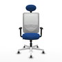 PIQUERAS Y CRESPO Silla de oficina Zulema con mecanismo Sincro, Azul y Blanco