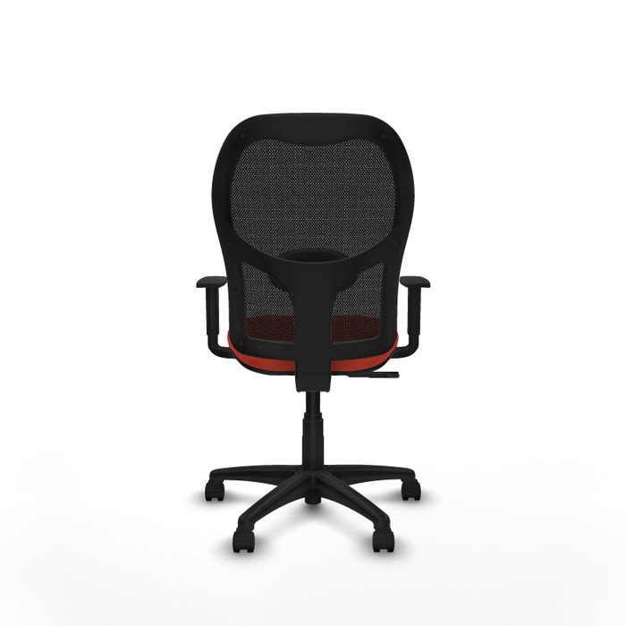 Silla de oficina Alocén con mecanismo Sincro tapizada con Tela color Naranja oscuro y malla color Negro. Equipada con lumbar 1D, Brazos 1D y Ruedas de nailon 50 mm Silla de oficina Alocén con mecanismo Sincro tapizada con Tela color Naranja oscuro y malla color Negro. Equipada con lumbar 1D, Brazos 1D y Ruedas de nailon 50 mm