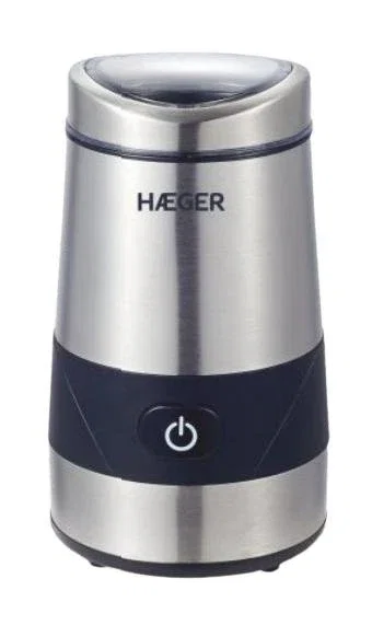 Haeger CG-200.001A Molinillo de Café Eléctrico con Cuchillas, 200 W, 60 g Capacidad, Color Negro y Acero Inoxidable