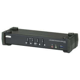 ATEN KVM Desktop Switch 4-Port USB 3.1 Gen 1 4K DisplayPort 1.2 KVMP Switch con Audio y Cables para 4 Ordenadores