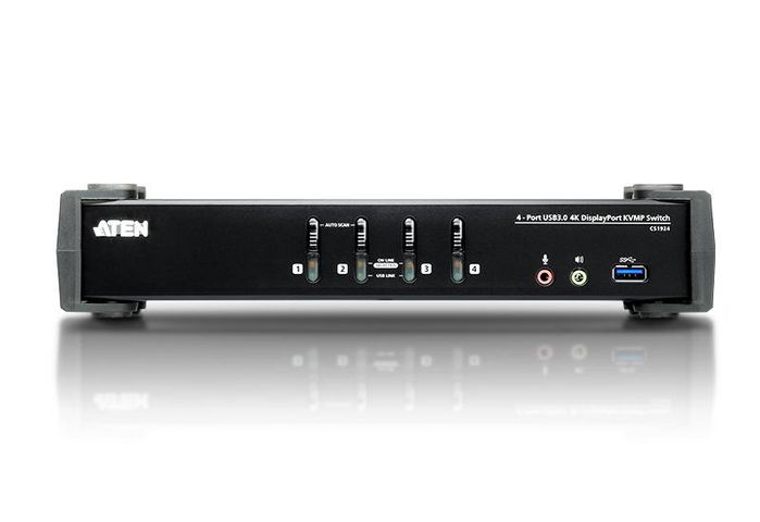 ATEN CS1924 Switch KVM DisplayPort 4 Puertos 4K UHD USB 3.2 Gen 1 Negro