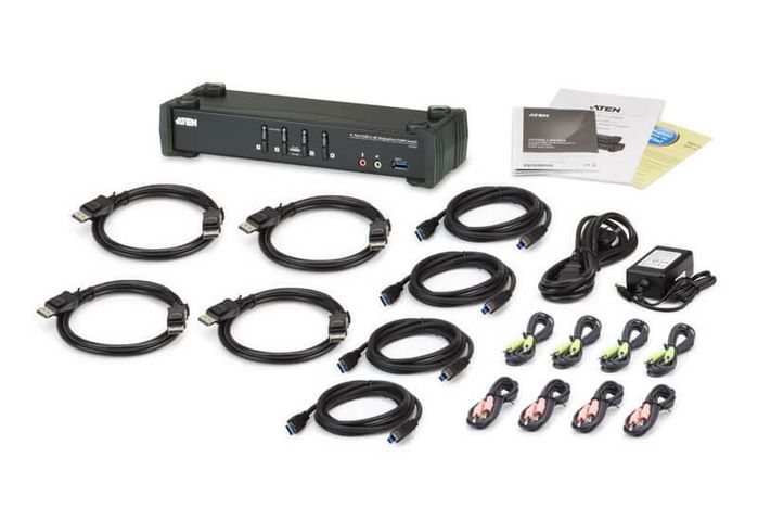 ATEN CS1924 Switch KVM DisplayPort 4 Puertos 4K UHD USB 3.2 Gen 1 Negro