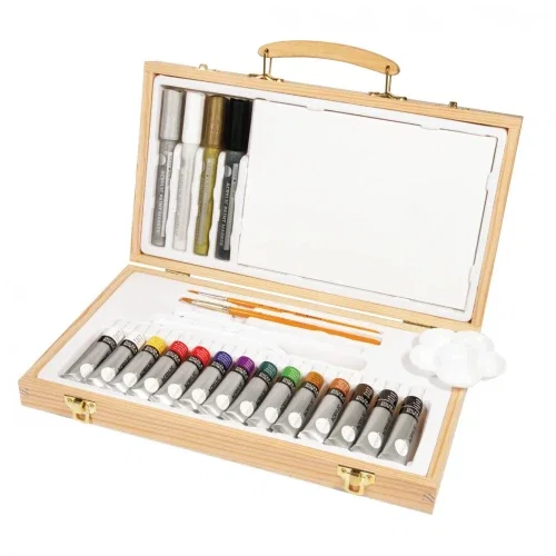 DALER ROWNEY Set de Pintura Acrílica Simply Acrylic en Caja de Madera