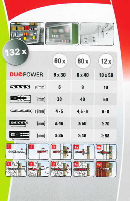 FISCHER Caja de tacos DuoPower 6x30/8x40/10x50, 132 unidades