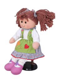 DKD Home Decor Set de 2 Muñecas de Trapo en Verde, Poliéster y Algodón de 35 cm de Alto