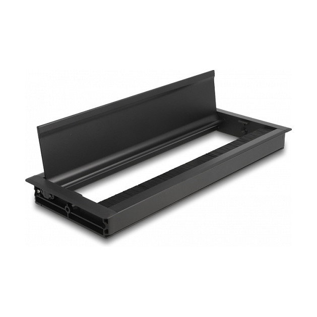 DeLOCK Pasacables para montaje en mesa con cepillo 300 x 120 x 28 mm Negro