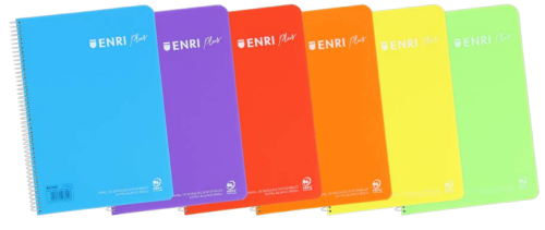 Enri Cuaderno Espiral 80 Hojas 90 gr 3x3 C-M Tapa Plástico Folio Surtidos