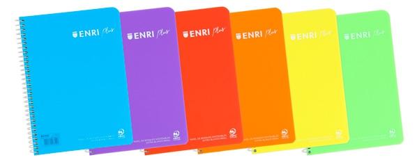 Enri Cuaderno Espiral 80 Hojas 90 gr 3x3 C-M Tapa Plástico Folio Surtidos