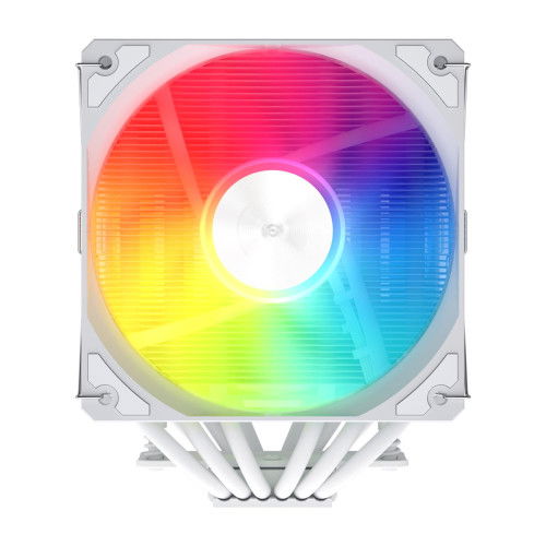 FSP MP7-WA - Refrigerador de aire CPU, 6 tubos de calor, 2 ventiladores PWM de 120 mm ARGB (800-1800 RPM) blanco, compatible con Intel LGA 1851/1700/1200 y AMD AM4/AM5