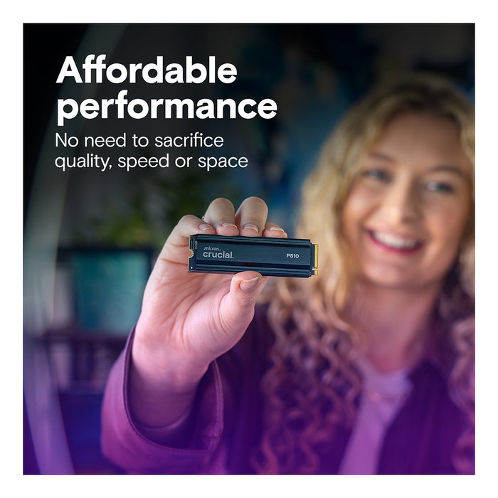 Crucial CT1000P510SSD5 P510 NVMe SSD Gen5 M.2 2280 1TB con Disipador - PCIe 5.0, Lectura 11000 MB/s Crucial CT1000P510SSD5 P510 NVMe SSD Gen5 M.2 2280 1TB con Disipador - PCIe 5.0, Lectura 11000 MB/s