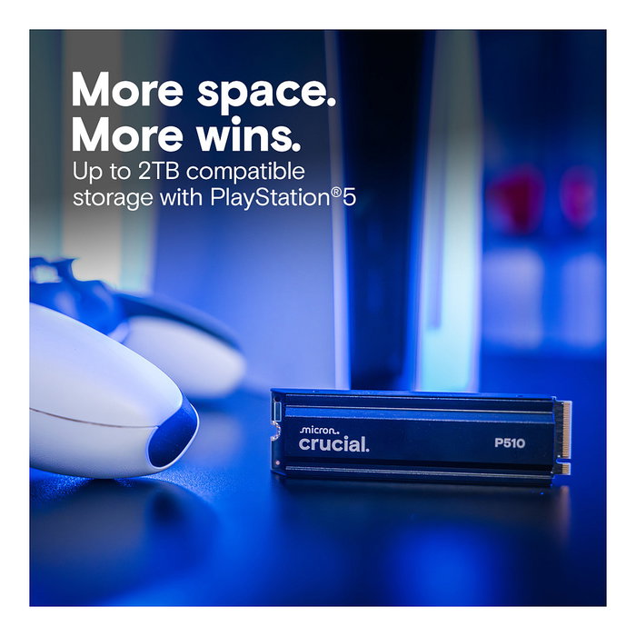 Crucial CT1000P510SSD5 P510 NVMe SSD Gen5 M.2 2280 1TB con Disipador - PCIe 5.0, Lectura 11000 MB/s Crucial CT1000P510SSD5 P510 NVMe SSD Gen5 M.2 2280 1TB con Disipador - PCIe 5.0, Lectura 11000 MB/s