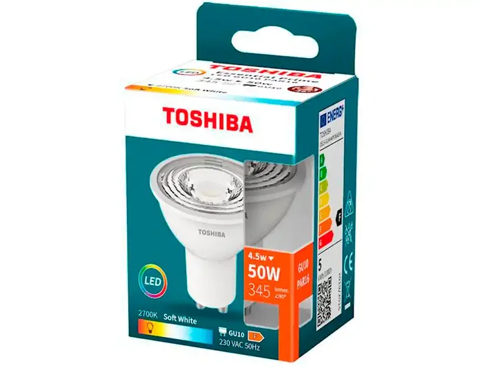 Toshiba Essential Foco LED GU10 4.5W 2700K Luz Cálida Toshiba Essential Foco LED GU10 4.5W 2700K Luz Cálida