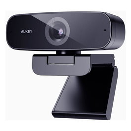 AUKEY PC-W3 Stream Series Webcam Full HD 1080p 2MP con sensor CMOS 1/2.9", micrófono dual, base giratoria 360°, color negro