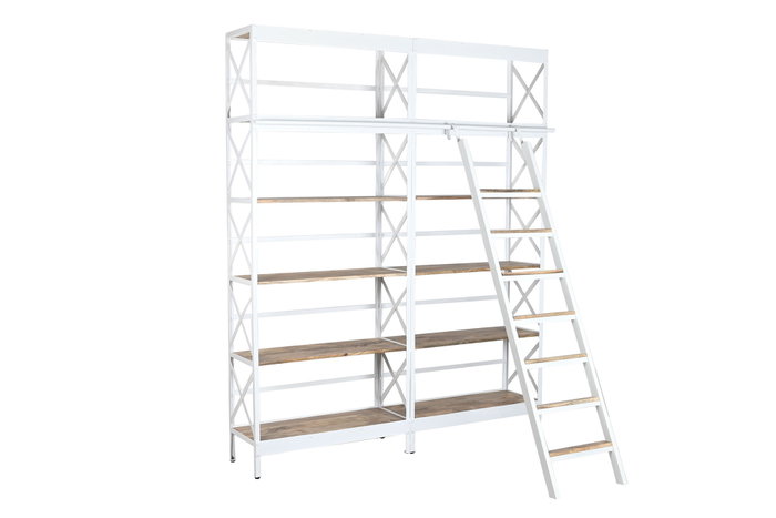 DKD Home Decor Estanteria Loft Blanco Natural Metal Mango 180 x 35 x 220 cm DKD Home Decor Estanteria Loft Blanco Natural Metal Mango 180 x 35 x 220 cm