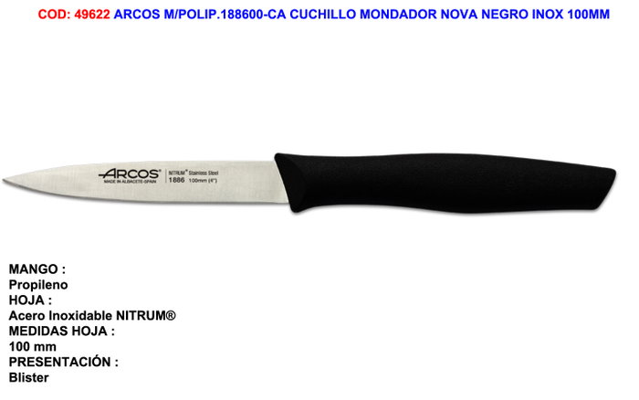 Arcos Cuchillo Mondador Serie Nova 100 mm Negro Arcos Cuchillo Mondador Serie Nova 100 mm Negro
