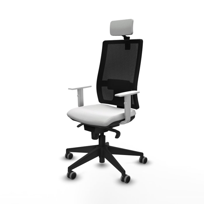 PIQUERAS Y CRESPO Silla de oficina Horna con mecanismo Sincro, Blanco y Negro
