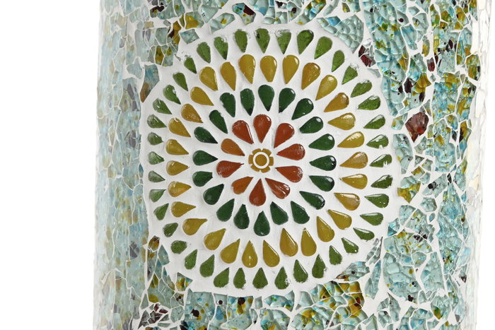 DKD Home Decor Lámpara de Sobremesa de Cristal Multicolor con Acabado Craquelado