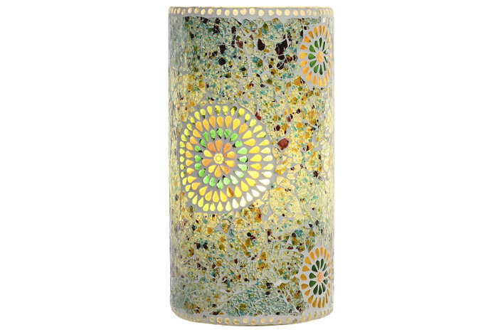 DKD Home Decor Lámpara de Sobremesa de Cristal Multicolor con Acabado Craquelado