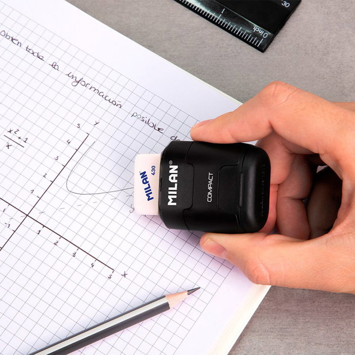 Milán Afilaborra compact shadow con sacapuntas doble y 2 gomas de recambio