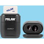 Milán Goma con Afilalápices Negro Compact Serie Especial Shadow + 2 Gomas de Recambio con Depósito y Doble Sacapuntas