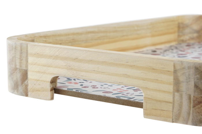 DKD Home Decor Bandeja Decoración Shabby Country Floral Natural Multicolor MDF Set de 2 (2 Unidades) 24 x 4.5 x 35 cm