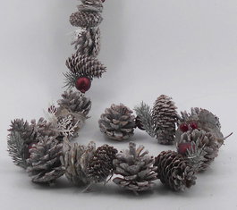 DKD Home Decor Guirnalda Navidad Alpina Blanco Rojo Pino 8 x 8 x 150 cm (2 Unidades)