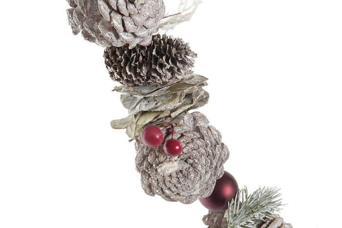 DKD Home Decor Guirnalda Navidad Alpina Blanco Rojo Pino 8 x 8 x 150 cm (2 Unidades)