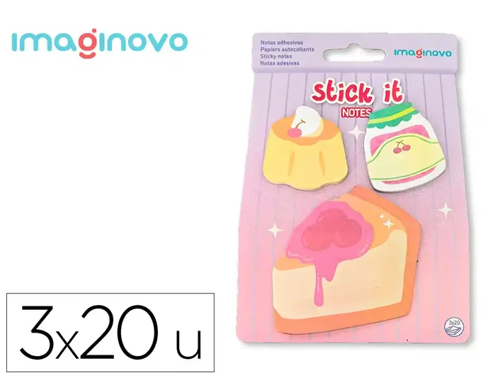Imaginovo Bloc de Notas Adhesivas Tarta para Foodies, 60 Hojas, Tamaños Surtidos, 3x150x110 mm, Colorido y Divertido Imaginovo Bloc de Notas Adhesivas Tarta para Foodies, 60 Hojas, Tamaños Surtidos, 3x150x110 mm, Colorido y Divertido