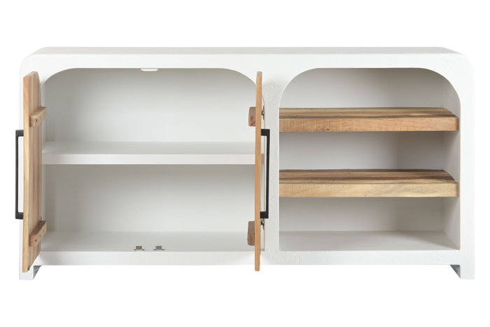 DKD Home Decor Buffet de Madera Reciclada Blanco con Acabado Hormigón DKD Home Decor Buffet de Madera Reciclada Blanco con Acabado Hormigón