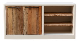 DKD Home Decor Buffet de Madera Reciclada Blanco con Acabado Hormigón