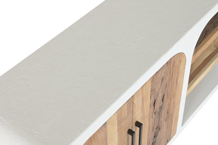 DKD Home Decor Buffet de Madera Reciclada Blanco con Acabado Hormigón